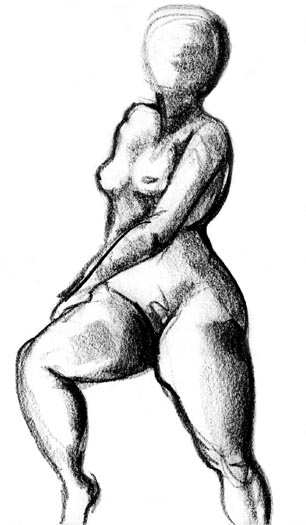 female nude seated, pastel