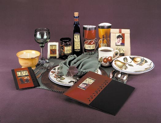 Packaging and place setting for Peloponnesia Restaurant